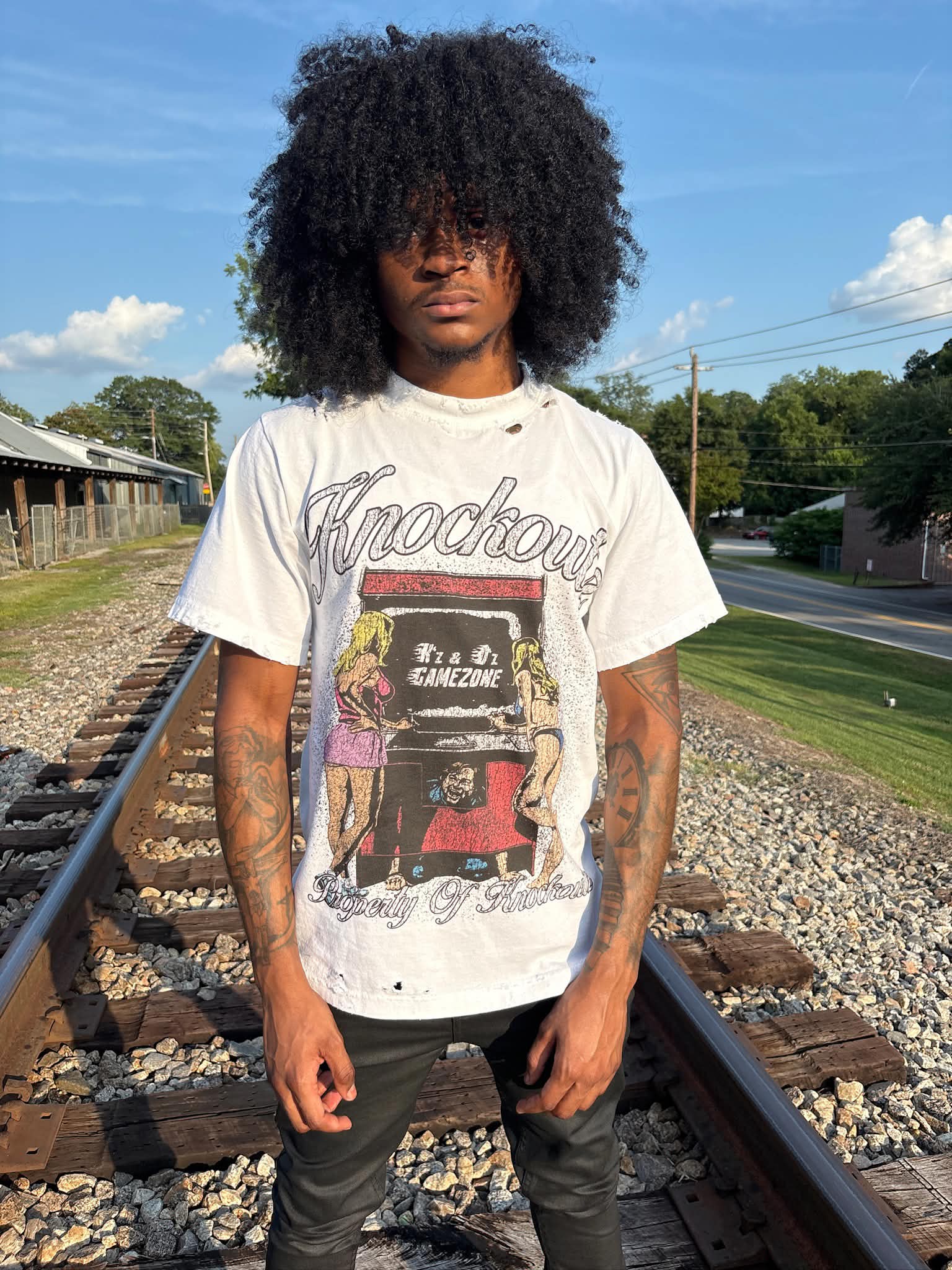 "WHITE GAME ZONE" KNOCKOUTZ TEES
